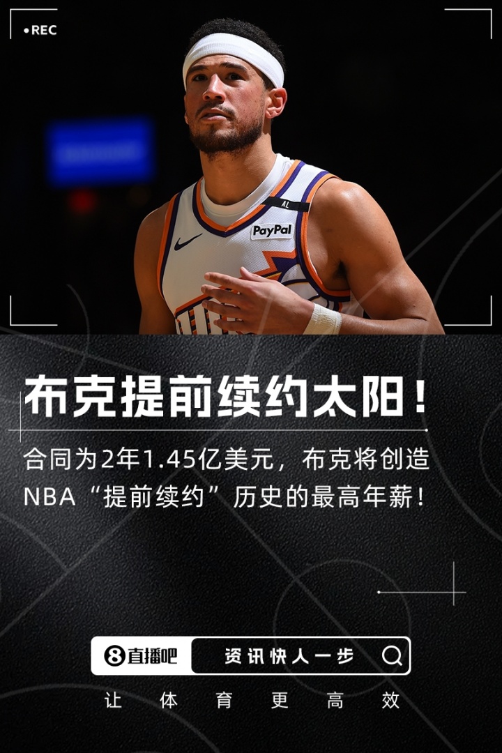 ??Shams：布克2年1.45億美元提前續(xù)約太陽！